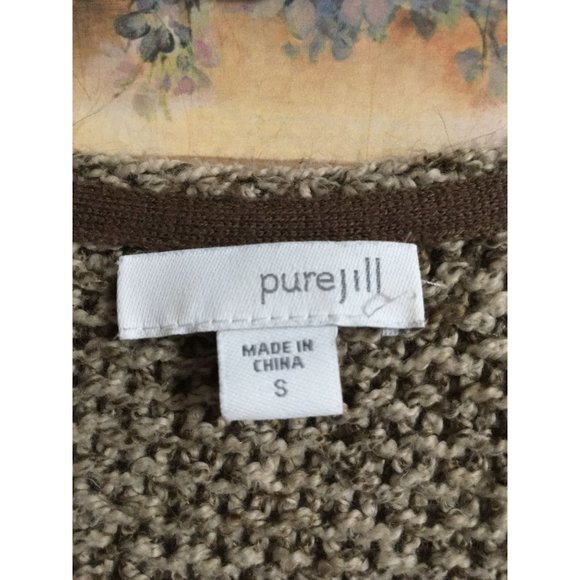 Pure Jill Small Brown Knit Casual Comfy Tunic Elliptical Lounge Sweater - Picture 2 of 3